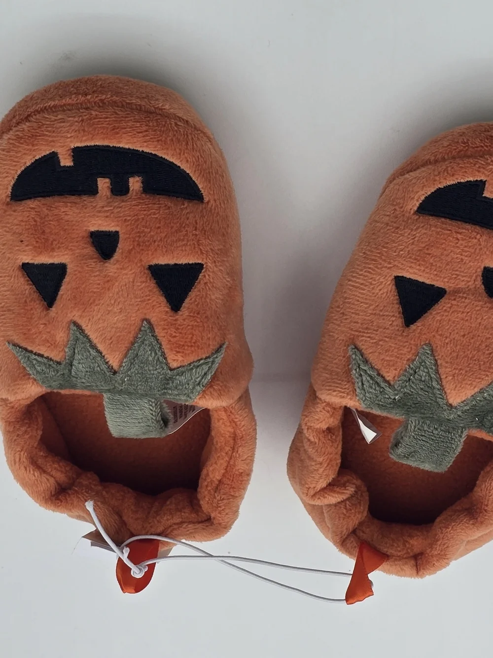 Old Navy Kids Pumpkin Plush Slippers - Orange with Green Stem